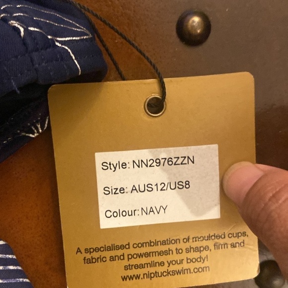 Nip tuck striped twist front one piece swim suit size US 8 with tummy control - Picture 9 of 11